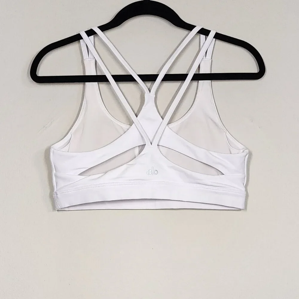 ALO Yoga Airbrush Suspension Bra Size L White EUC - Picture 2 of 12